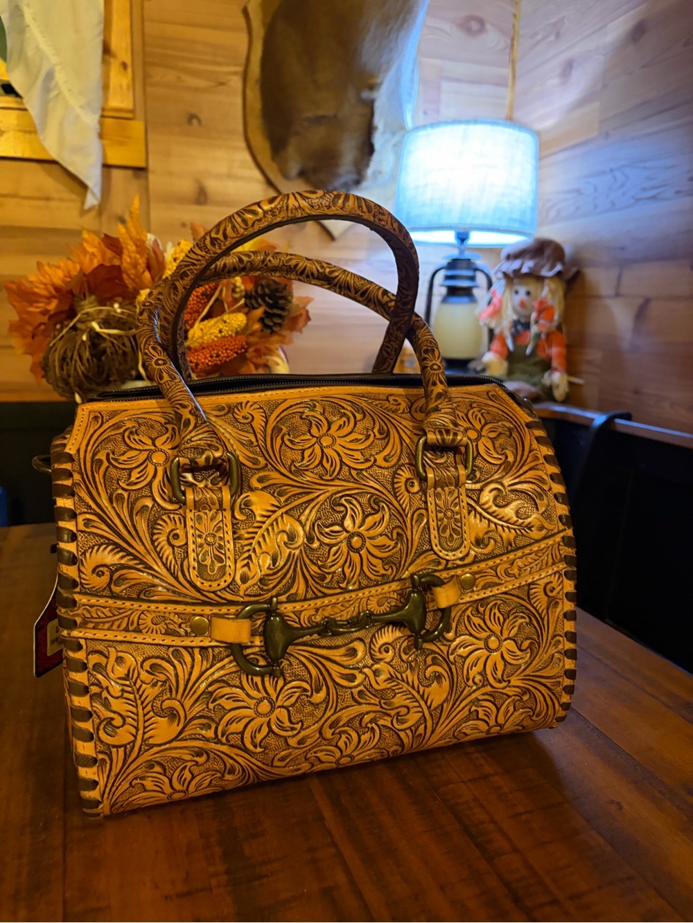 Tooled Floral Horsebit Leather Medium Speedy Handbag - Tan